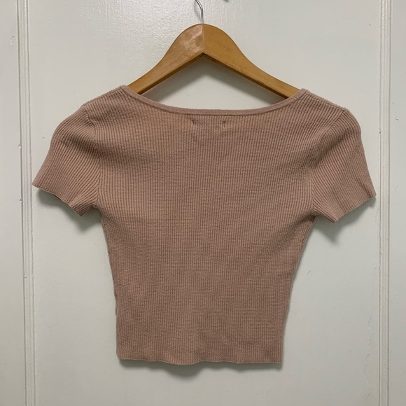 Blush Pink Cropped Sweater Shirt - Picture 2 of 2